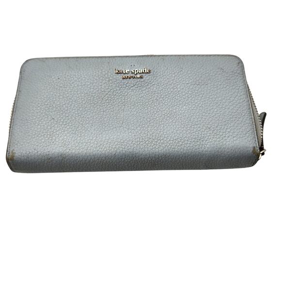Kate Spade New York Zip-Around Leather Wallet – Light Blue Preowned with Flaws - Picture 8 of 8